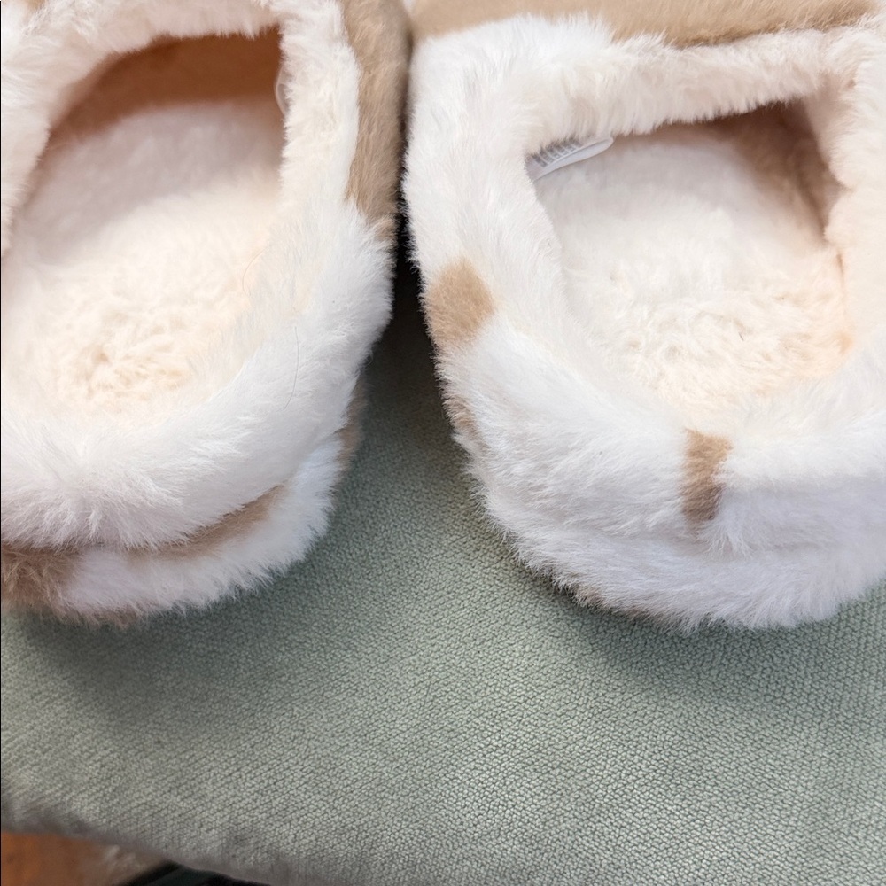 BearPaw Faux Fur Slip-On Slippers - Cream & Brown Spot - Picture 3 of 3
